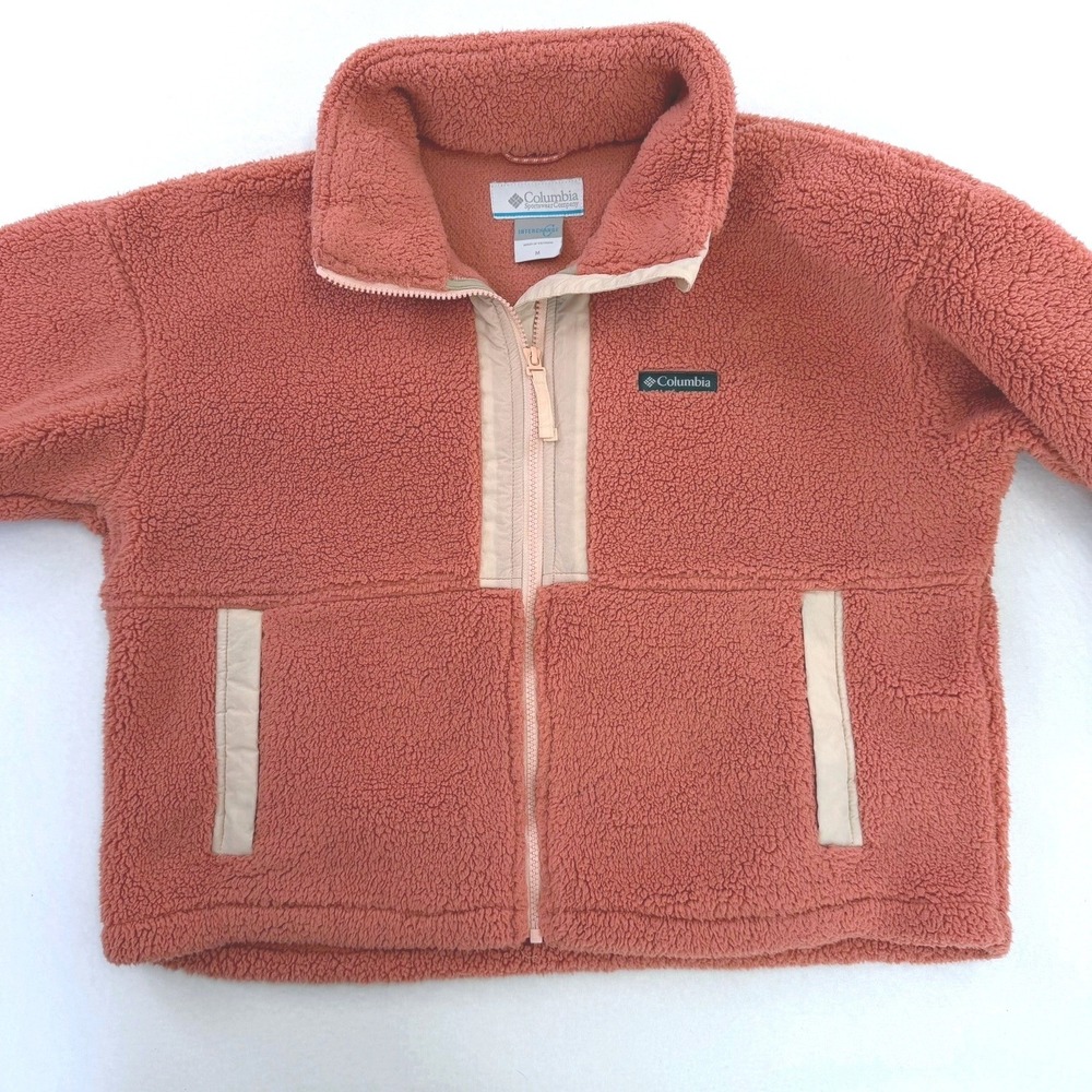 Columbia Interchange Cropped Sherpa Fleece Jacket Rust Orange WL1676 Womens M